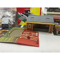 Hornby '00' gauge - Thomas the Tank Engine and Friends 0-6-0 tank locomotive No.1 with Annie and Clarabel coaches; all boxed; Breakdown Pack, Car Transporter Pack, Fuel Tanker Pack and Automatic Level Crossing; all boxed; Lima Car Transporter; boxed; and quantity of trackside accessories etc