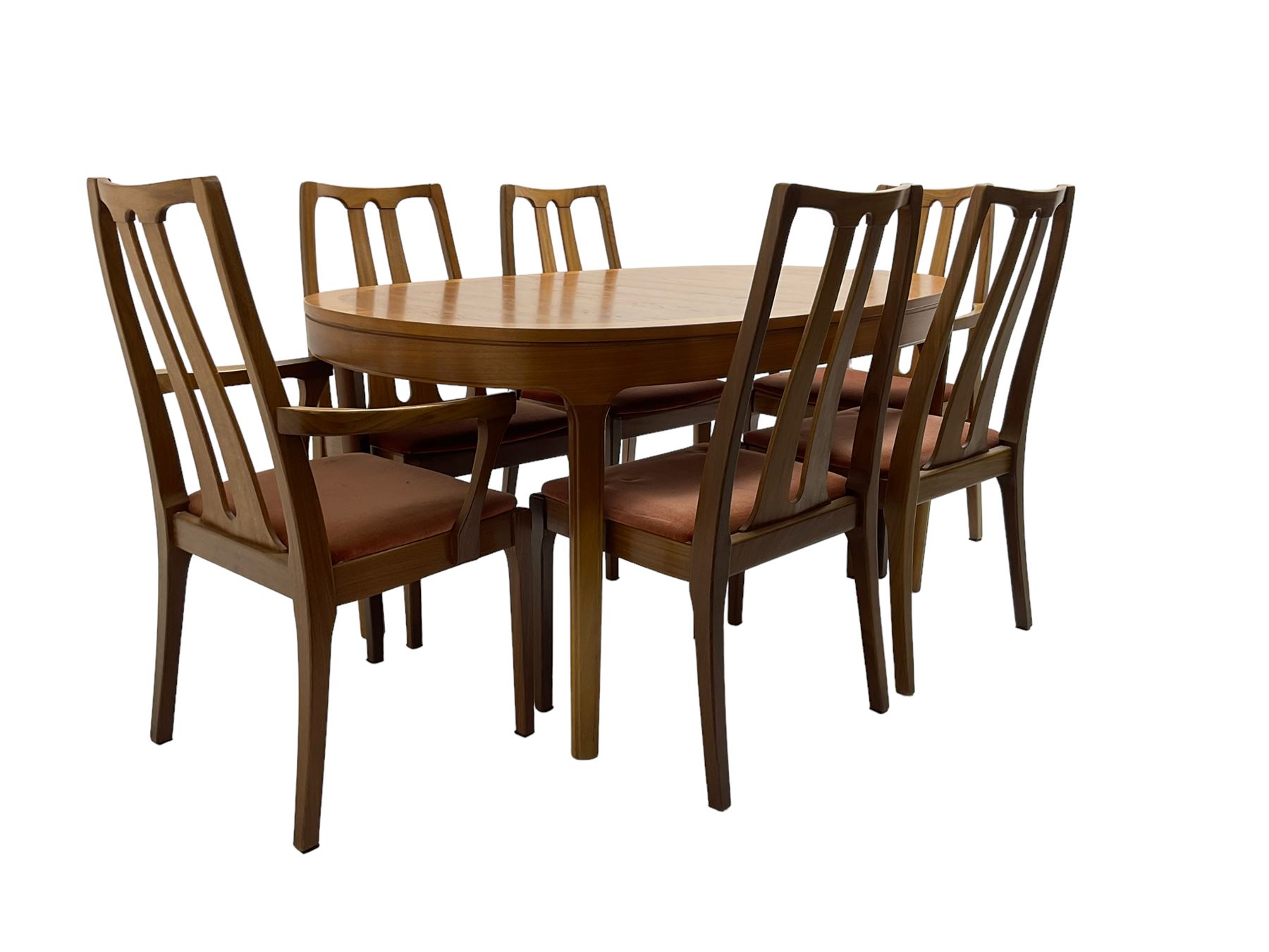 Nathan mid20th century teak oval extending dining table (W152cm