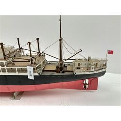 Scratch built model of the SS/HMS Hector armed merchant cruiser with full range of deck fittings L168cm with two copies of biographical information