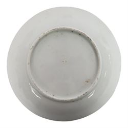 Late 18th century Chamberlain's Worcester teabowl and saucer, of wrythen form, decorated with Chinese figures in a garden, teabowl H5.5cm D8.5cm, saucer D14cm