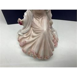 Two Royal Worcester figures, comprising A Gift of Love from the Age of Romance Series, limited edition 325/500, with certificate and original box and Royal Premier from the Glittering Occasions series, with original box 