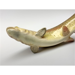 Two Beswick models of fish, Trout 1032 and Atlantic Salmon 1233, each with printed and impressed marks to base, largest H7.5cm. 