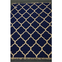  Rajastani blue ground geometric quatrefoil rug, 165cm x 223cm  