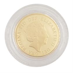 Queen Elizabeth II 2015 gold proof full sovereign 'Fifth Portrait - First Edition' coin, cased with certificate