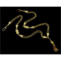 9ct gold Albertina style necklace, with two clips, modern Sheffield assay office mark, stamped 375