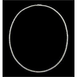 18ct white gold round brilliant cut diamond necklace, stamped, total diamond weight approx 6.50 carat