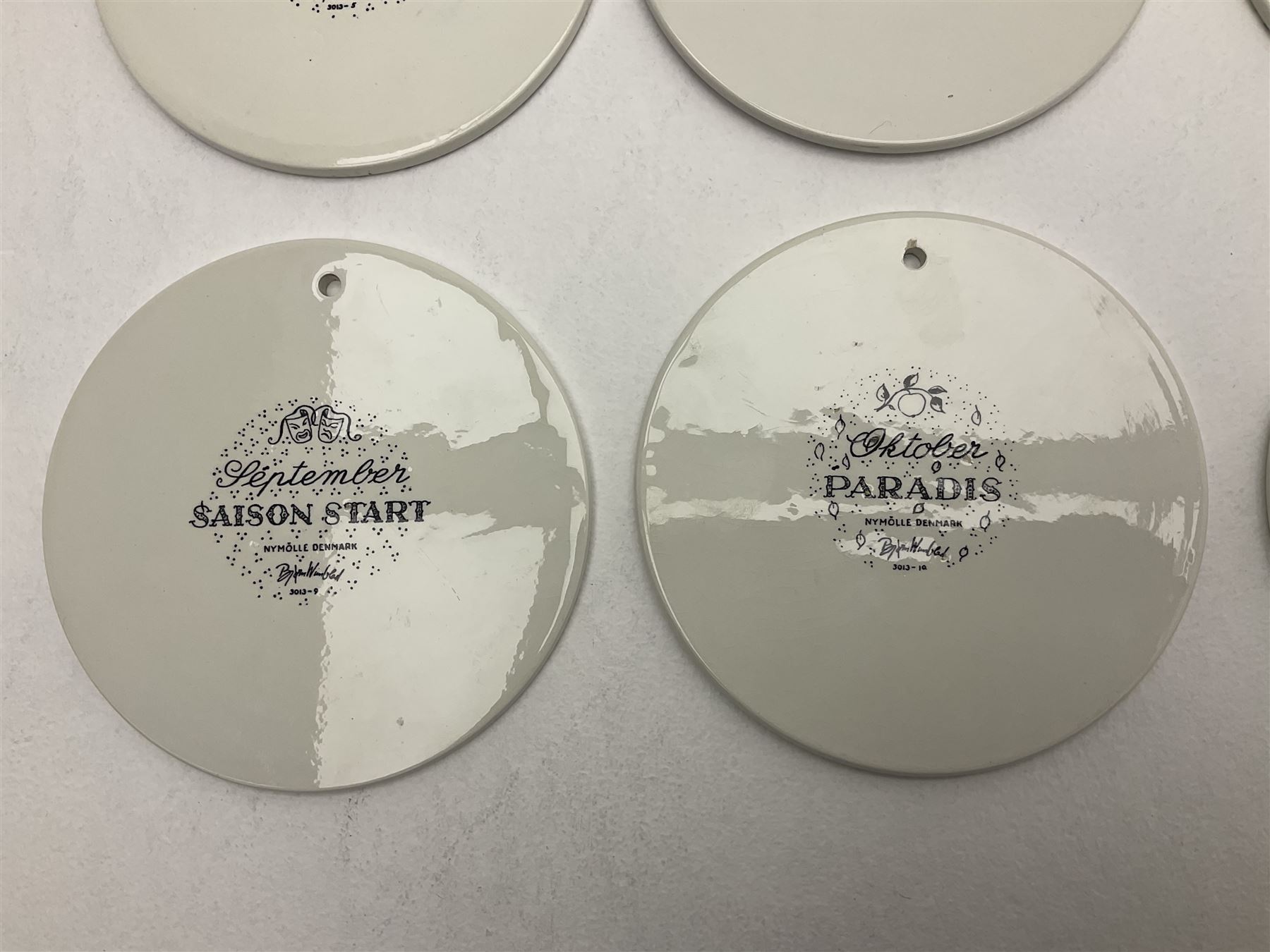 Bjorn Wiinblad for Nymolle Denmark set of twelve calendar wall plaques, D15cm