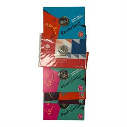 Mostly commemorative coins, medallions and fantasy coinage, including various 'Sainsbury's Makers of the Millennium' medal collection folders containing various medallions, The Toer Mint commemorative four medallion set in fitted case, Queen Elizabeth II 1982 silver proof piedfort twenty pence coin cased with certificate, various part filled The London Mint office folders etc