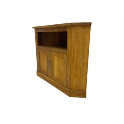 Solid oak corner television stand