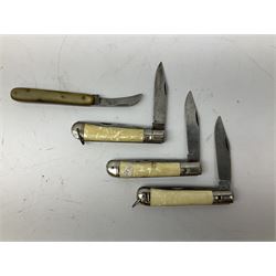 Eighteen pocket knives including examples by Richards of Sheffield, knife  commemorating the Royal Wedding 29th July 1981 etc