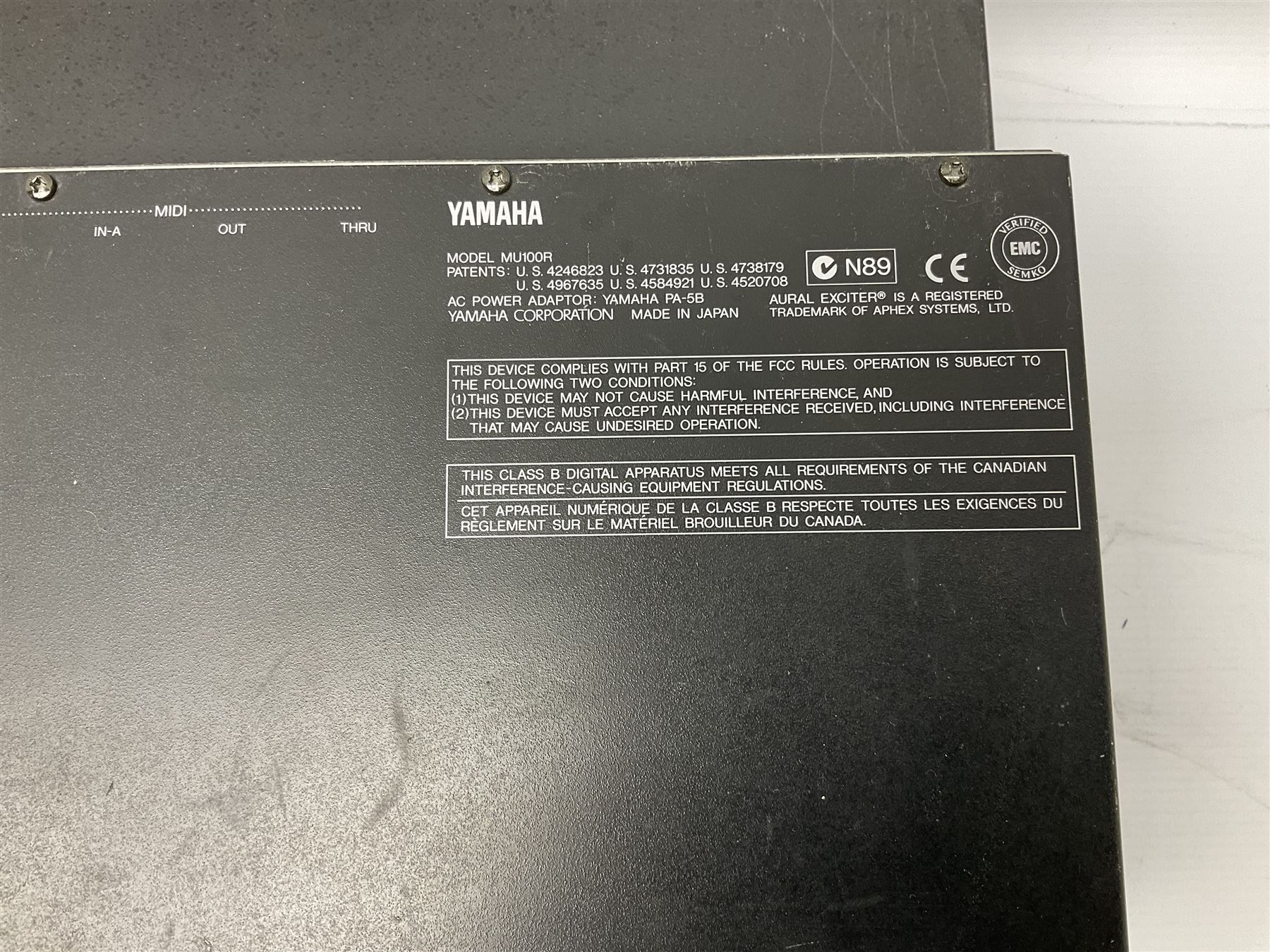 Kurzweil Ensemble Expander model 1000EX serial no.88070661; and Yamaha MU100R tone generator serial no.NP01899; both with leads (2)