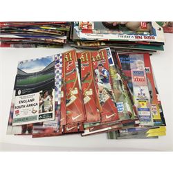 Quantity of mostly football programmes including Wimbledon vs Arsenal Saturday 5th September 1992, Arsenal FC vs Blackburn Rovers Saturday February 26th season 1993/94, Liverpool vs Arsenal Saturday 2nd October 1993, The F.A. Charity Shield Arsenal vs Manchester United 7th August 1993 etc