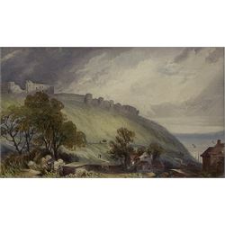 William Roxby Beverley (British 1811-1889): Scarborough Castle from St Mary's Church, watercolour unsigned 17cm x 29cm