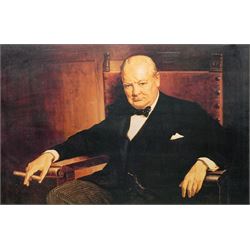 After Professor Arthur Pan (Hungarian 1894–1983): Portrait of Winston Churchill,  colour p...