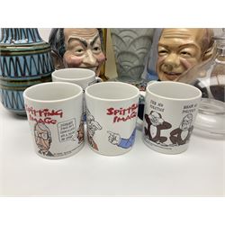 Bairstow Manor Pottery Tony Blair teapot and Tony Hague, Spode Copeland vase, glass vases, glass paperweight etc 