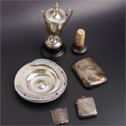 Small silver Armada dish mounted with a metal horseshoe 'K-Battery by Gunner B out of Kaje...