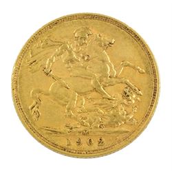 King Edward VII 1902 gold full sovereign coin, Melbourne mint