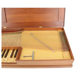 Tabletop Clavichord - From the Renaissance Workshop Company (Early Music Shop), modelled on an original table top instrument c.1740 in Gemeentemuseum, Den Haag.
Double fretted instrument, with a 53 keys, possibly in rosewood and boxwood, compass 4.1/3 ocatave C - e, with tuning key. 