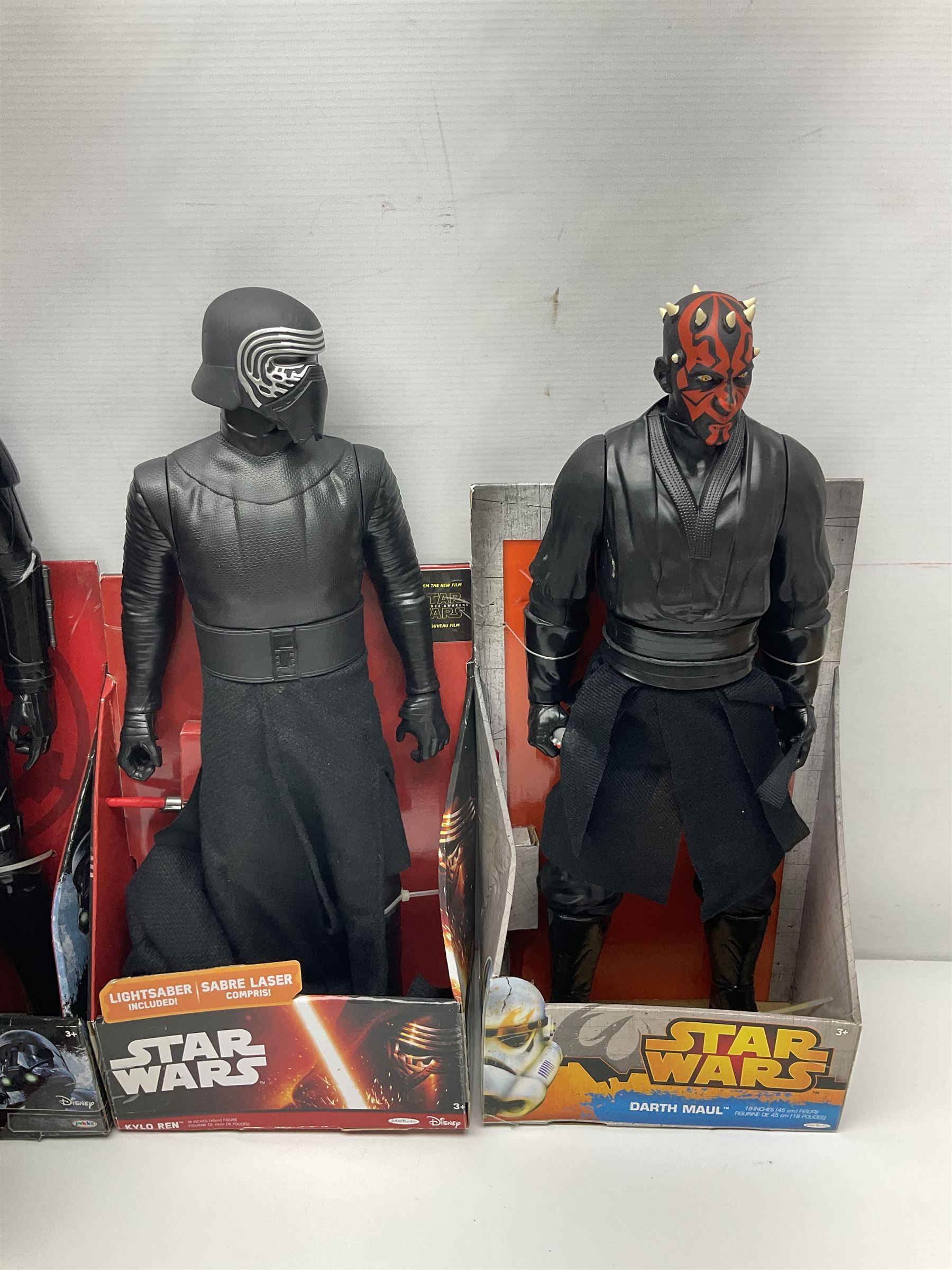 Star Wars - seven Jakks Pacific Big-Figs comprising Death Trooper, Kylo Ren, Darth Maul, First Order Stormtrooper, Poe Dameron, The Inquisitor and Executioner Trooper; all boxed; and another unboxed (8)