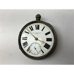 Two silver lever fusee pocket watches by Laz Rozenberg, Leeds and I Cowen Leicester and four silver cylinder fob watches