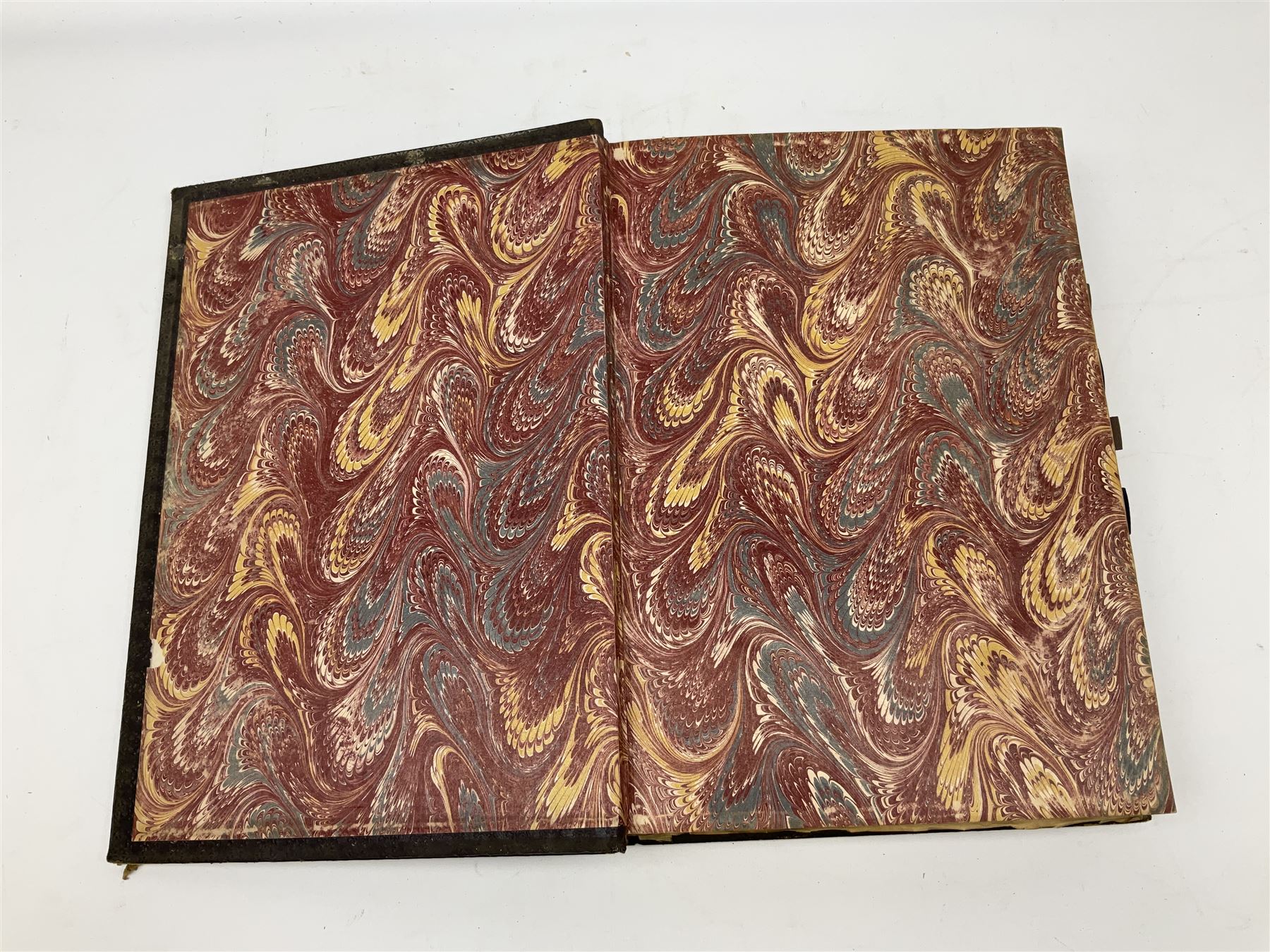 Six 19th century leather bound books of music comprising Graduale Juxta Missale Romanum and Antiphonarium Romanum. Both 1828 Divione; Graduel Romain and Psautier Romain. Both 1859 Digne/Paris; Graduel Romain. 1872 Marseille; and Missale Romanum. 1853 Mechliniae (6)