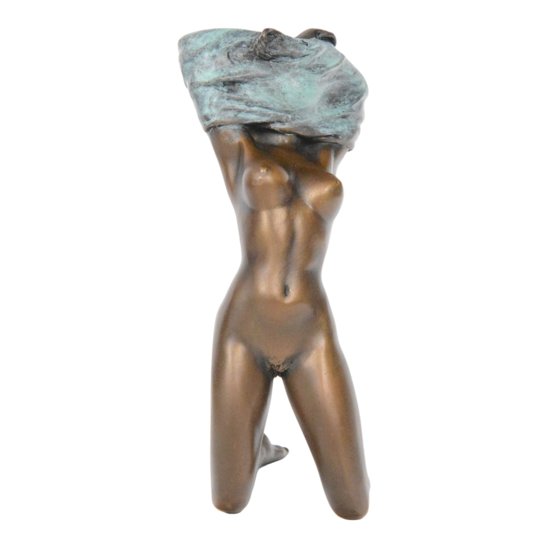 After Miguel Fernando Lopez bronze nude, modelled as a kneeling woman, signed Milo, H19cm 