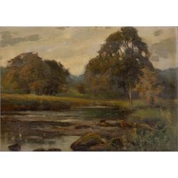 Sidney Valentine Gardner (Staithes Group 1869-1957): 'In the Valley of the Lathkill - Peak of Derbyshire' and Lakeside Landscape, two oils on canvas board signed, one titled verso 24cm x 34cm 
