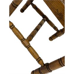 19th century Gothic elm chair, pointed cresting rail over shaped back with central quatrefoil roundel, on turned supports united by turned H-stretchers 