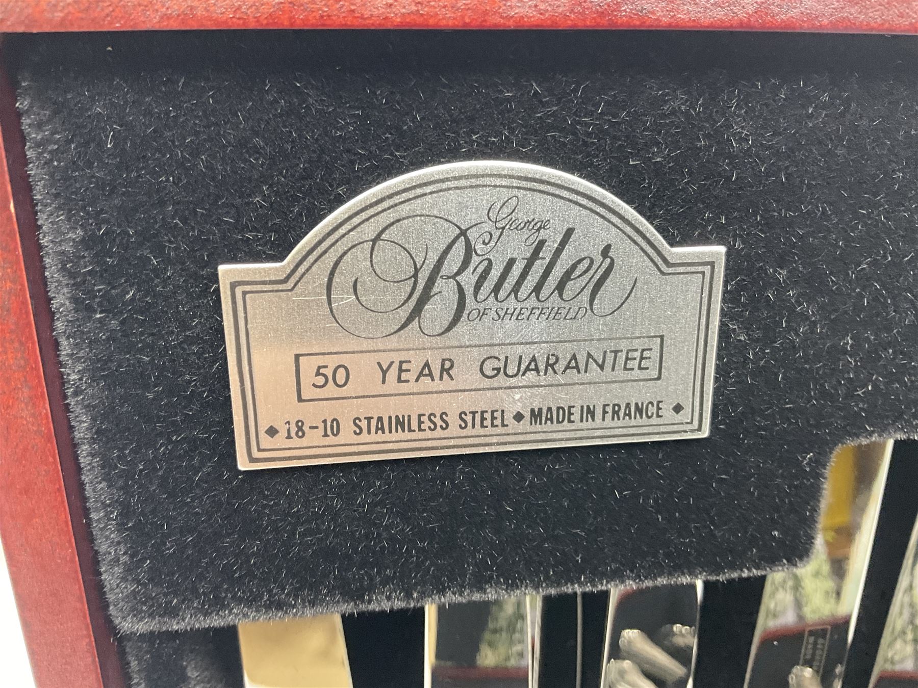 George Butler of Sheffield canteen of stainless steel cutlery in fitted case, W38cm