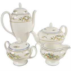 Wedgwood Petersham tea and dinner service, including, teapot, coffee pot covered sucrier, milk jug, ten dinner plates, fifteen bowls covered dished etc 