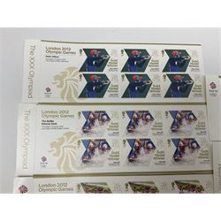 Queen Elizabeth II mint decimal stamps, relating to the London 2012 Olympic Games, face value of usable postage approximately 105 GBP