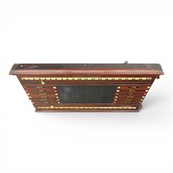 Snooker and Billiard accessories including a Thurston & Co Ltd snooker scoreboard, and Burroughes & Watts, London, billiard ball storage cabinet and white scorer
