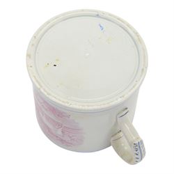 19th century frog and newt cup, decorated with a house in a landscape and cows, featuring a frog and newt inside the cup, together with three other frog cups 