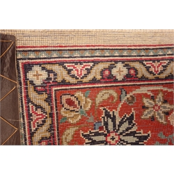  Kashan beige ground rug, floral field, repeating border, 196cm x 189cm  