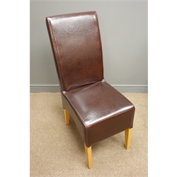  Set six high back leather dining chairs  