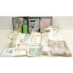  Quantity of World stamps including large stockbook containing world stamps, two further stamp albums/stockbooks, world on and off paper, stamp sheets, covers, etc  