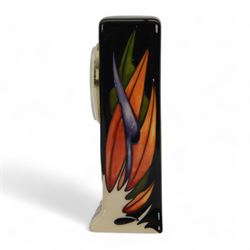 Moorcroft mantle clock, in Paradise Found pattern, with impressed mark beneath, H16cm
