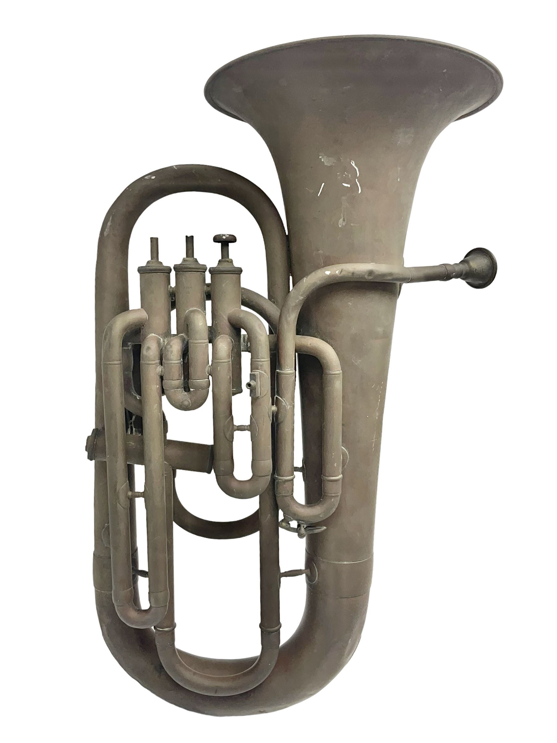 Early 20th century French Jerome Thibouville-Lamy Class B brass 4-valve euphonium for restoration or display L59cm
