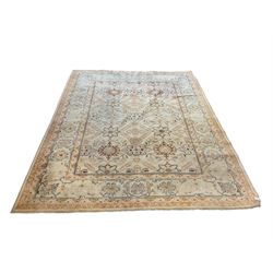 Turkish beige ground rug carpet, all-over patterned field