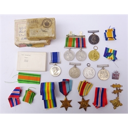  WW1 pair to 3900 SJT S. PEAKER KOYLI, WW2 PAIR on medal bar in addressed box to E Peaker and Exemplary Police Service medal to INSPR. ERNEST PEAKER, in named box of issue, St.Johns Ambulance Medal for 1958 & 59 to Ernest Peaker, another WW2 pair, Africa & 1939-45 Stars and a Gardening medal etc The Rifles No2 jacket, collar dogs, epilate insignia, Corporal chevrons, lanyard, with trousers and No2's dress shirt    