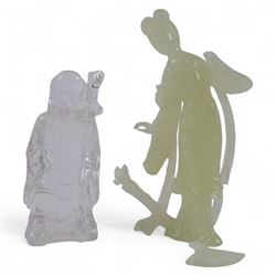 Crystal figure of Shou Lau and a jadeite figure of a geisha