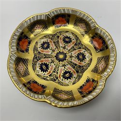 Three Royal Crown Derby 1128 Imari pin dishes, all with printed makers mark beneath, D11cm