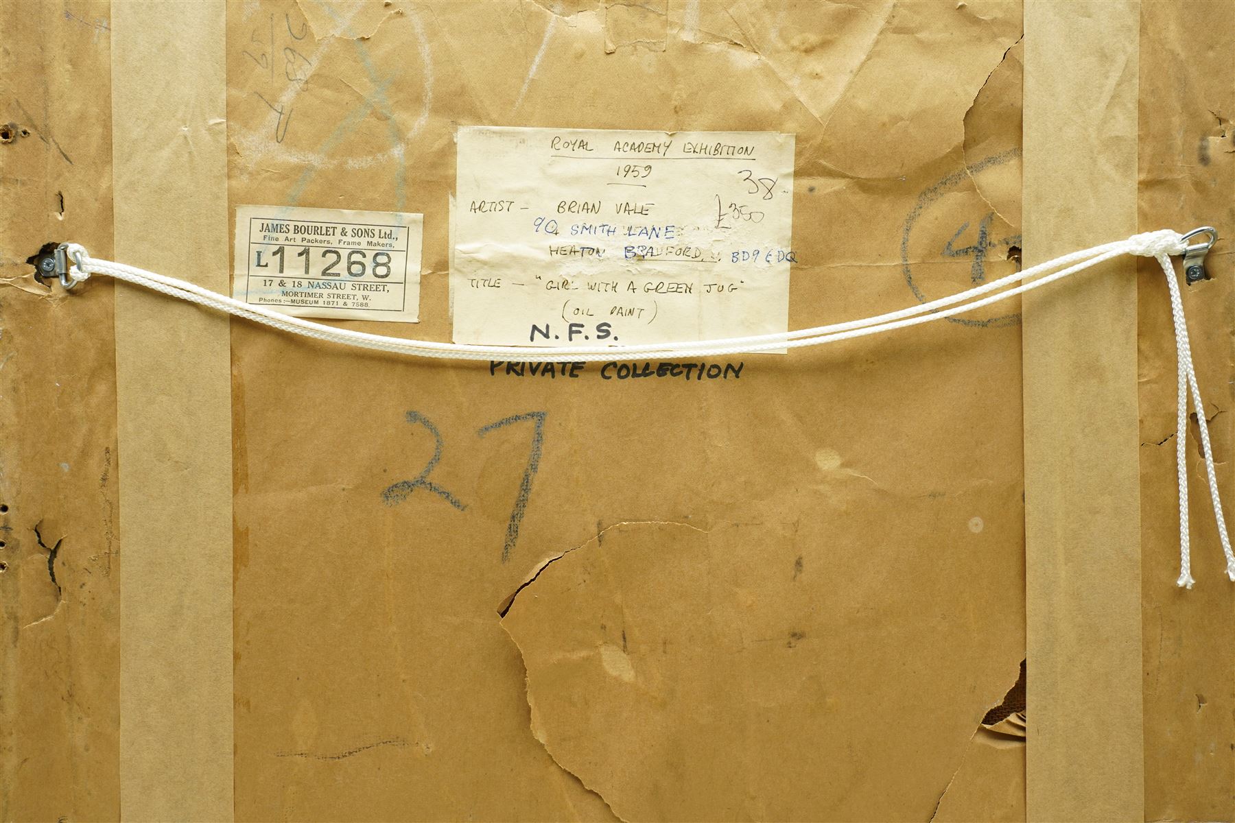 Brian Vale (British 1930-2008): Portrait of a Girl with a Green Jug, oil on canvas signed and dated '58, 45cm x 34cm