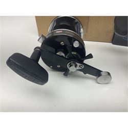 Three multiplier spool sea fishing reels, to include Swedish Abu Ambassaduer 700c Black, with spare spool, Swedish Abu Garcia Ambassadeur 6500 C3 CT MAG and Penn 515 MAG2, all boxed