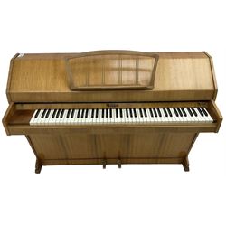 Evestaff - 'Minipiano' mid-20th century walnut cased piano, iron framed and overstrung movment