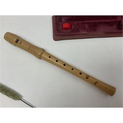 Three wooden recorders - 1970s Schotts 'Concert' three-piece tenor; 1990s Dolmetsch treble, cased; and 1980s Moech descant, cased (3)
