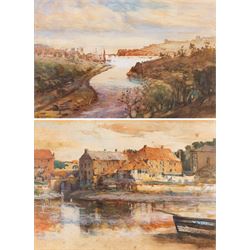 Alfred George Morgan (British 1848-1930): View Over Whitby and Dockyard, two watercolours ...