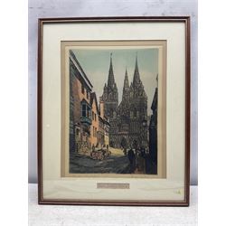 James Priddey (British 1916-1980): 'Litchfield Cathedral', aquatint engraving signed and titled in pencil; After Jean Claude Nattes (British 1765-1822): St Denis Paris, etching max 39cm x 29cm (2)