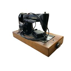 Cased Singer 201K sewing machine
