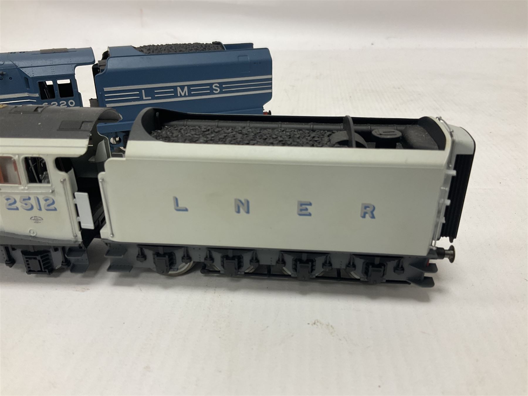 Hornby ‘00’ gauge - Class A4 4-6-2 locomotive ‘Silver Fox’ no.2512 in LNER silver; Princess Coronation Class 4-6-2 locomotive ‘Coronation’ no.6220 in LMS blue; both unboxed (2)